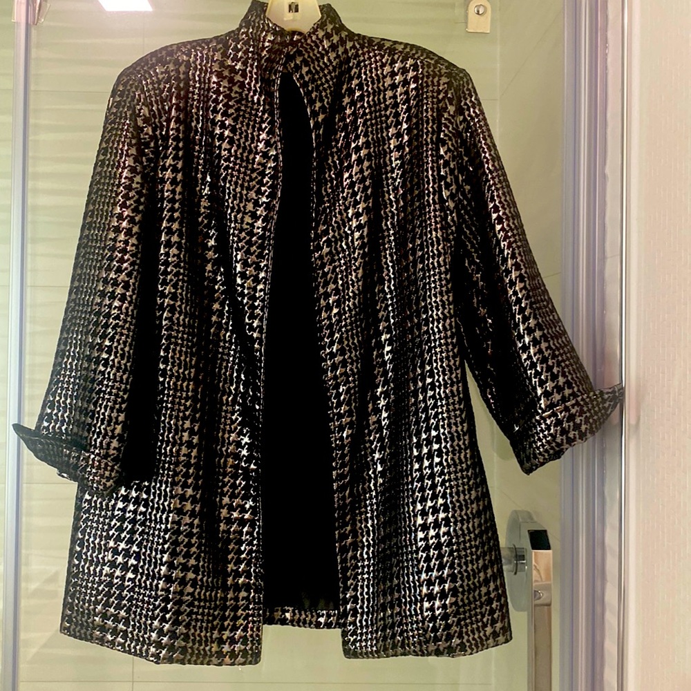 Classic Vintage Painted Pony Black and Silver Metallic Jacket Herringbone Design